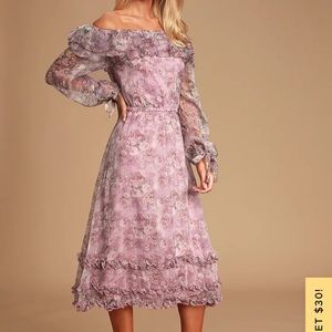 Lulu’s off the shoulder floral midi dress